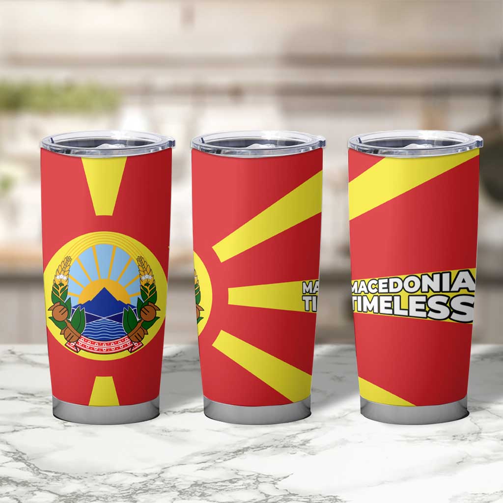 Macedonia Tumbler Cup with National Emblem and Sunburst Flag Design - Wonder Print Shop