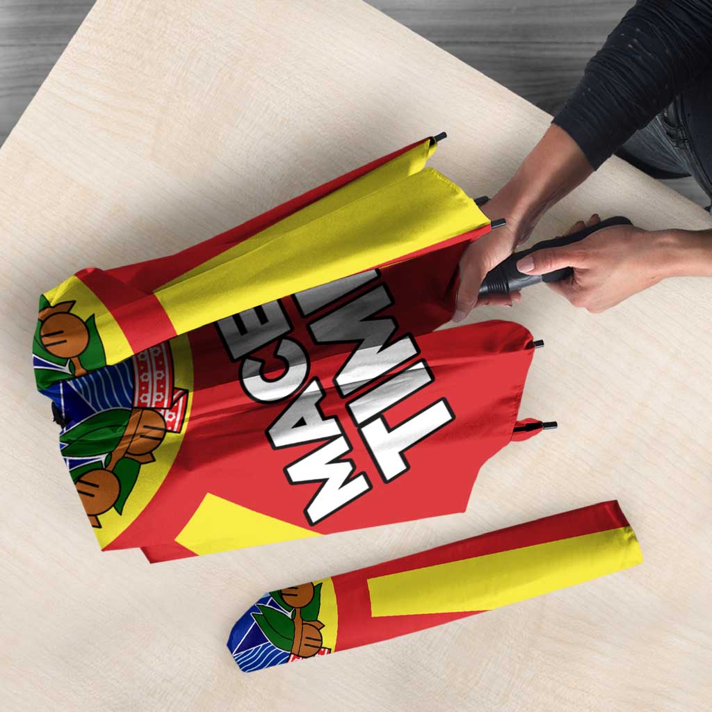 Macedonia Umbrella with National Emblem and Sunburst Flag Design - Wonder Print Shop