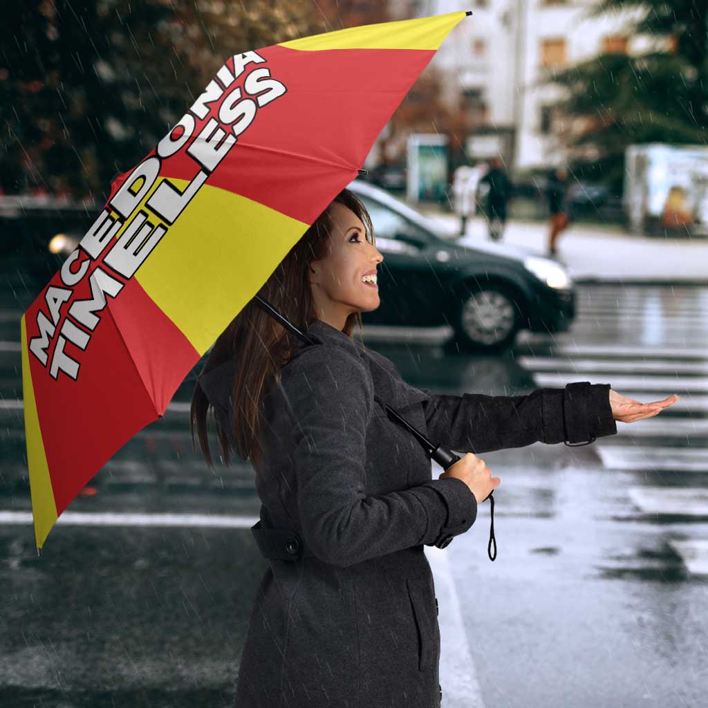 Macedonia Umbrella with National Emblem and Sunburst Flag Design - Wonder Print Shop
