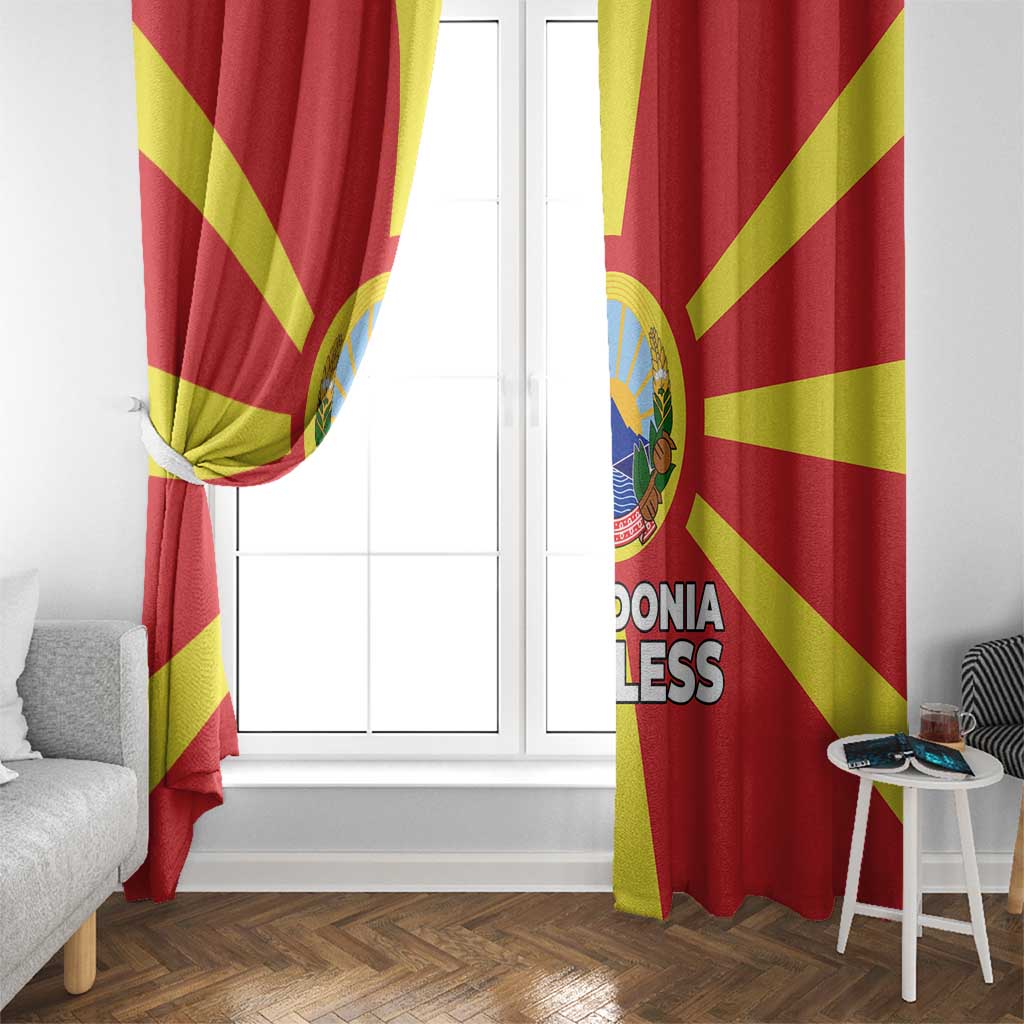 Macedonia Window Curtain with National Emblem and Sunburst Flag Design - Wonder Print Shop
