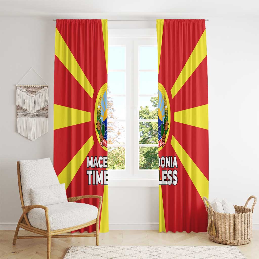 Macedonia Window Curtain with National Emblem and Sunburst Flag Design - Wonder Print Shop