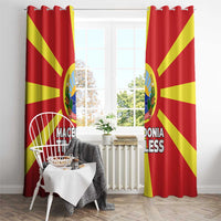 Macedonia Window Curtain with National Emblem and Sunburst Flag Design - Wonder Print Shop