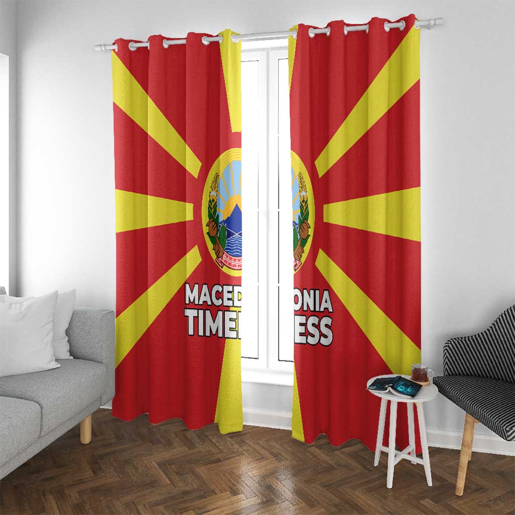 Macedonia Window Curtain with National Emblem and Sunburst Flag Design - Wonder Print Shop