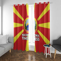 Macedonia Window Curtain with National Emblem and Sunburst Flag Design - Wonder Print Shop
