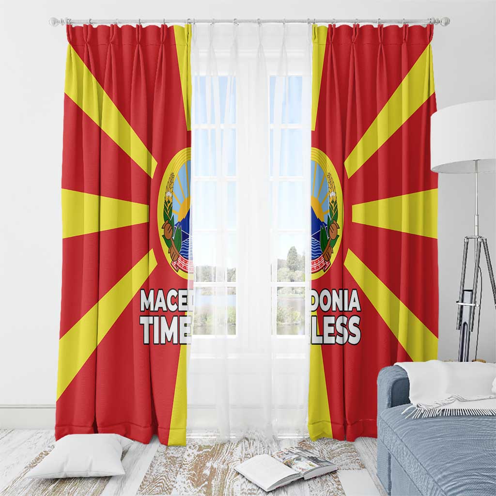 Macedonia Window Curtain with National Emblem and Sunburst Flag Design - Wonder Print Shop