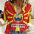 Macedonia Women Casual Shirt with National Emblem and Sunburst Flag Design - Wonder Print Shop