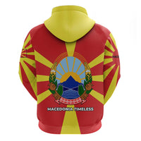 Macedonia Zip Hoodie with National Emblem and Sunburst Flag Design - Wonder Print Shop