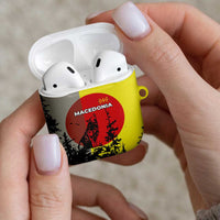 Macedonia AirPods Case with Howling Wolf and Sunset Forest Design - Wonder Print Shop