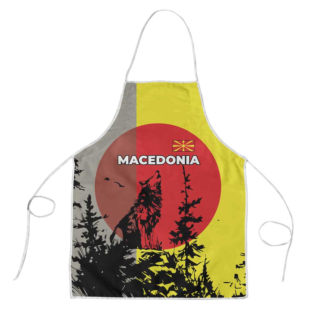 Macedonia Apron with Howling Wolf and Sunset Forest Design - Wonder Print Shop