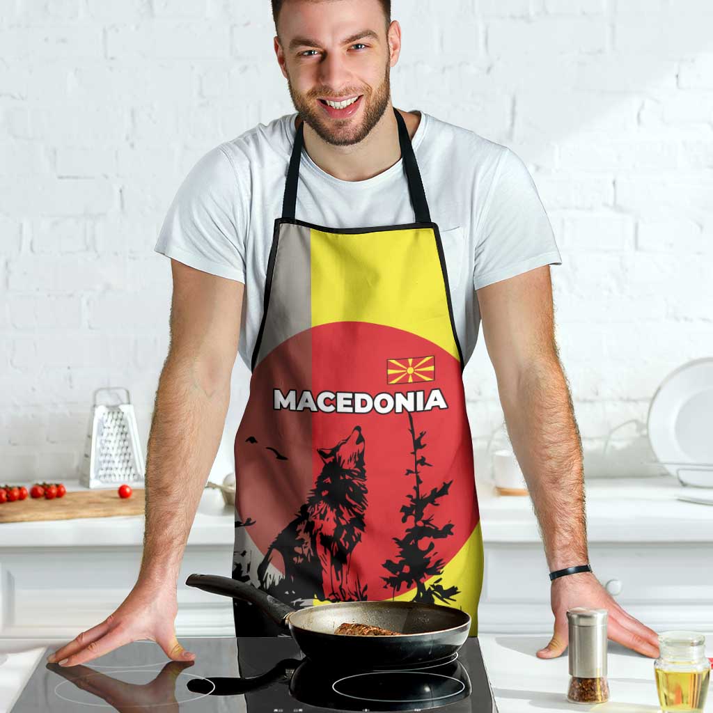 Macedonia Apron with Howling Wolf and Sunset Forest Design - Wonder Print Shop