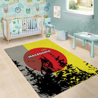 Macedonia Area Rug with Howling Wolf and Sunset Forest Design - Wonder Print Shop