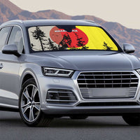 Macedonia Auto Sun Shade with Howling Wolf and Sunset Forest Design - Wonder Print Shop