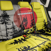 Macedonia Back Car Seat Cover with Howling Wolf and Sunset Forest Design - Wonder Print Shop