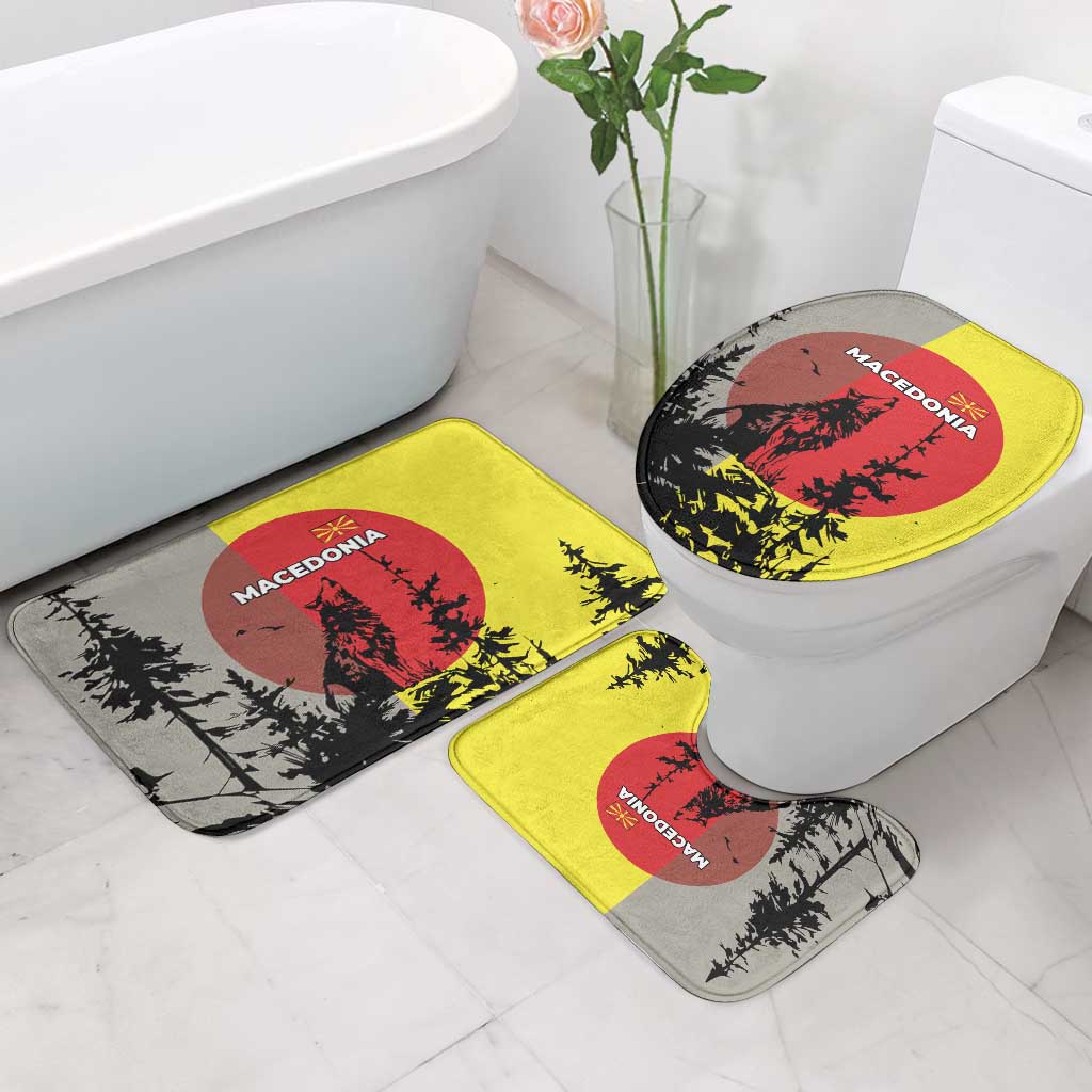 Macedonia Bathroom Set with Howling Wolf and Sunset Forest Design - Wonder Print Shop