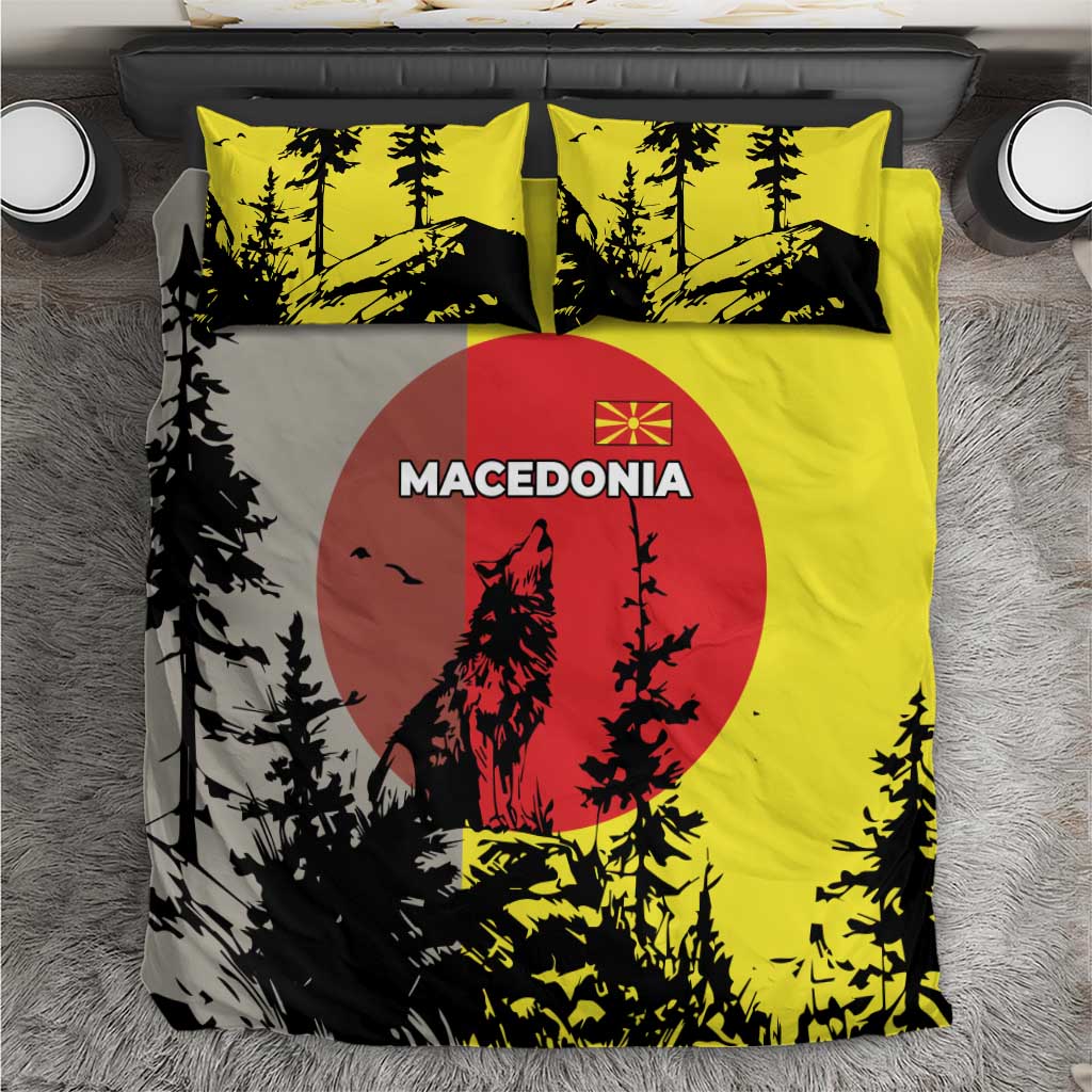 Macedonia Bedding Set with Howling Wolf and Sunset Forest Design - Wonder Print Shop