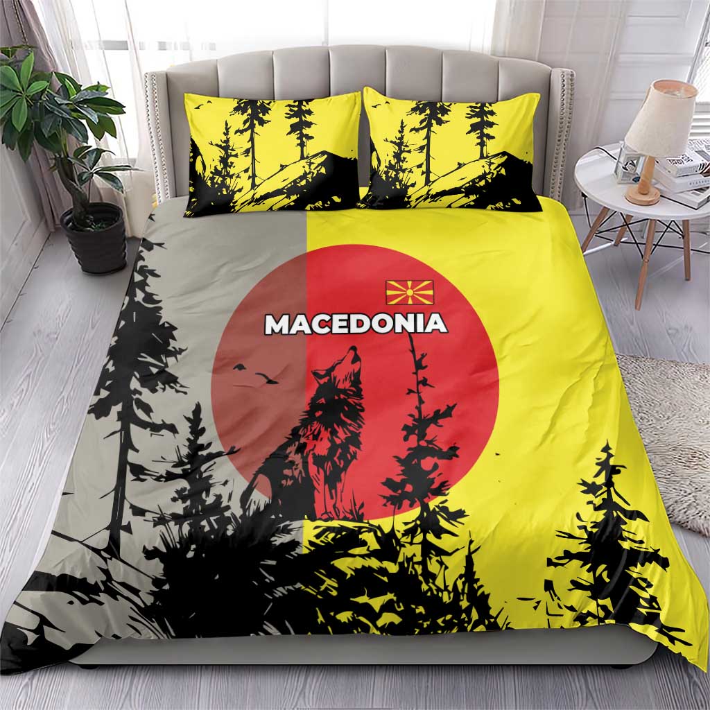 Macedonia Bedding Set with Howling Wolf and Sunset Forest Design - Wonder Print Shop