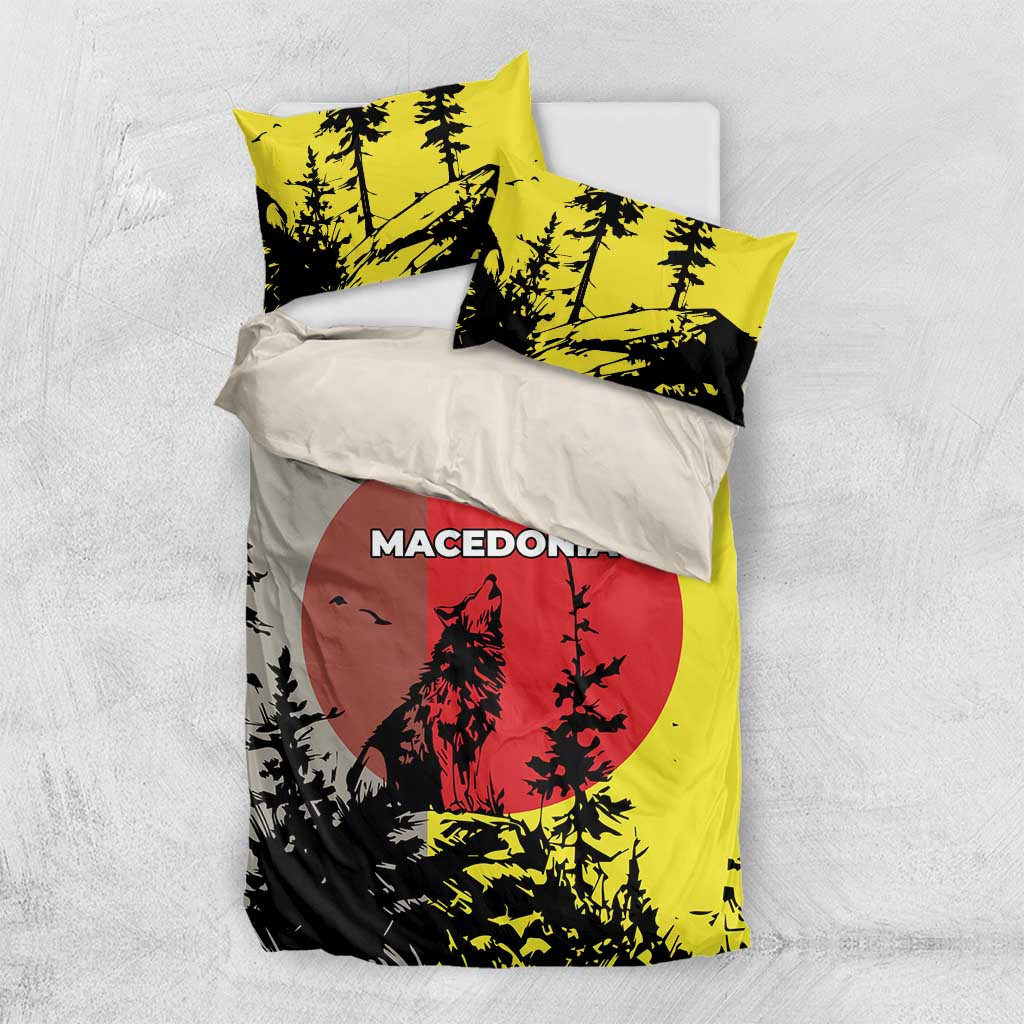 Macedonia Bedding Set with Howling Wolf and Sunset Forest Design - Wonder Print Shop