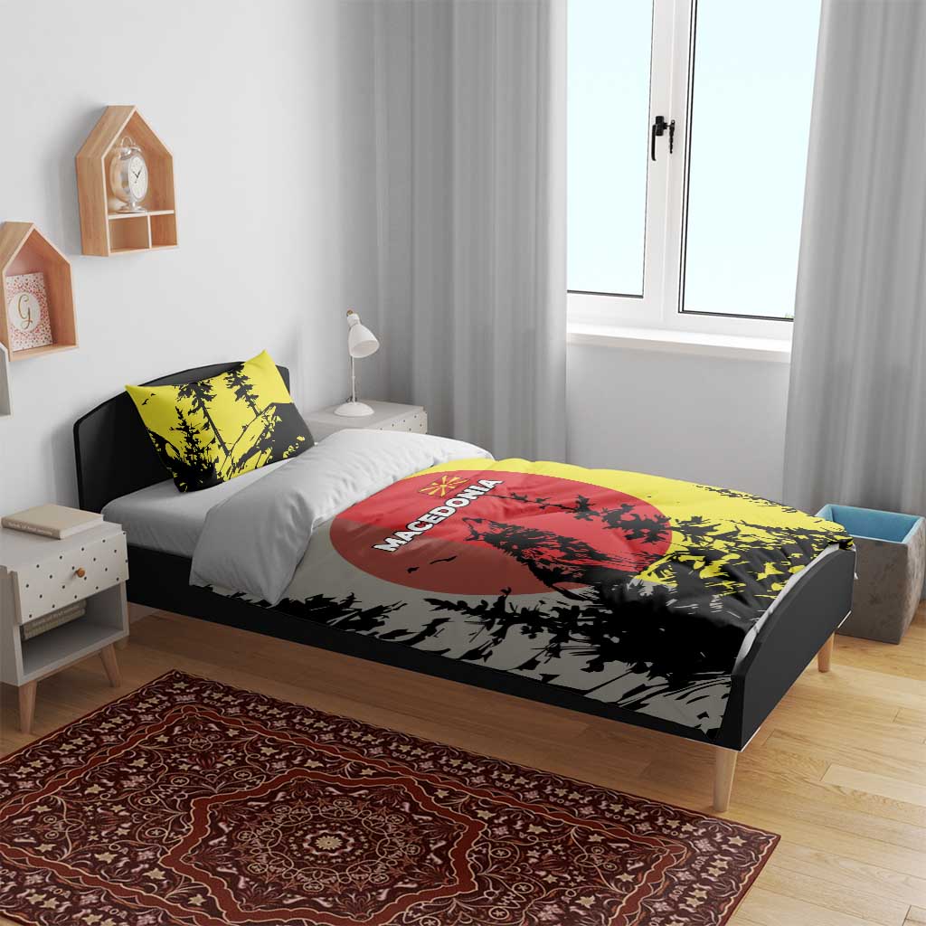Macedonia Bedding Set with Howling Wolf and Sunset Forest Design - Wonder Print Shop