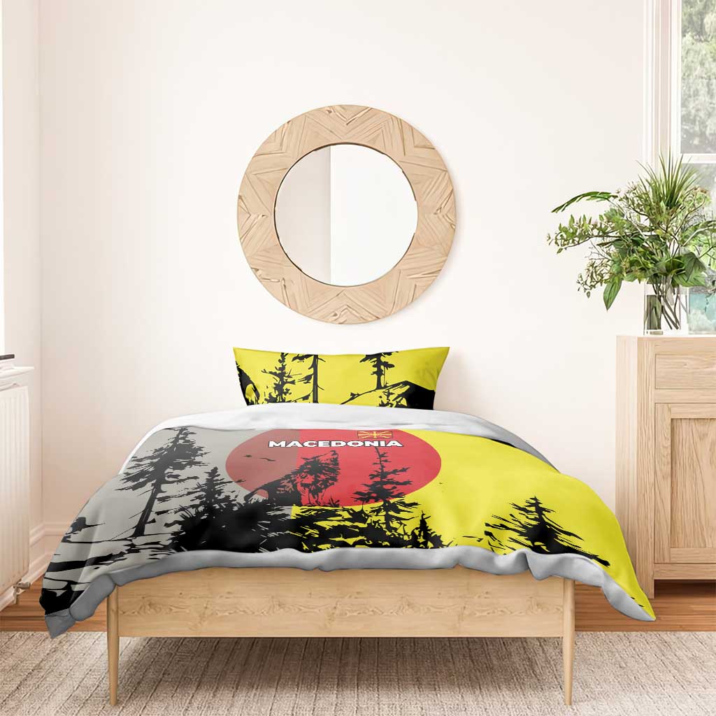 Macedonia Bedding Set with Howling Wolf and Sunset Forest Design - Wonder Print Shop