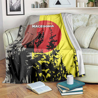 Macedonia Blanket with Howling Wolf and Sunset Forest Design - Wonder Print Shop