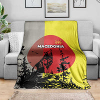 Macedonia Blanket with Howling Wolf and Sunset Forest Design - Wonder Print Shop