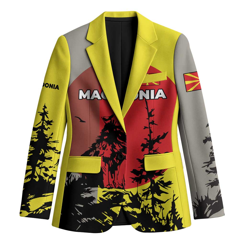 Macedonia Blazer with Howling Wolf and Sunset Forest Design - Wonder Print Shop