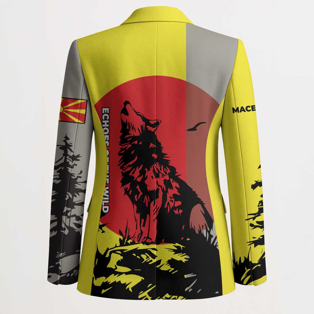 Macedonia Blazer with Howling Wolf and Sunset Forest Design - Wonder Print Shop