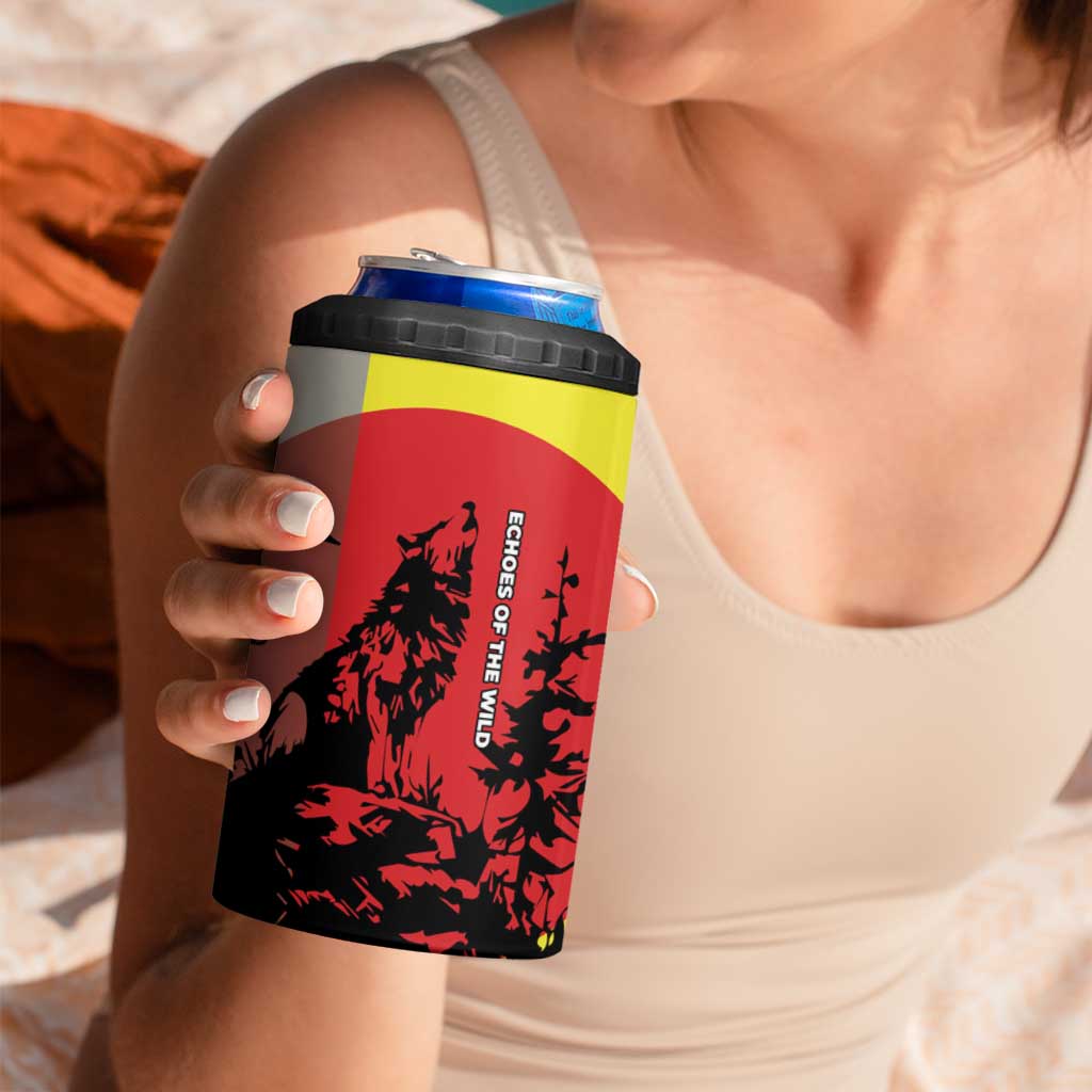 Macedonia 4 in 1 Can Cooler Tumbler with Howling Wolf and Sunset Forest Design - Wonder Print Shop