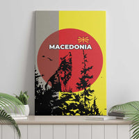 Macedonia Canvas Wall Art with Howling Wolf and Sunset Forest Design - Wonder Print Shop