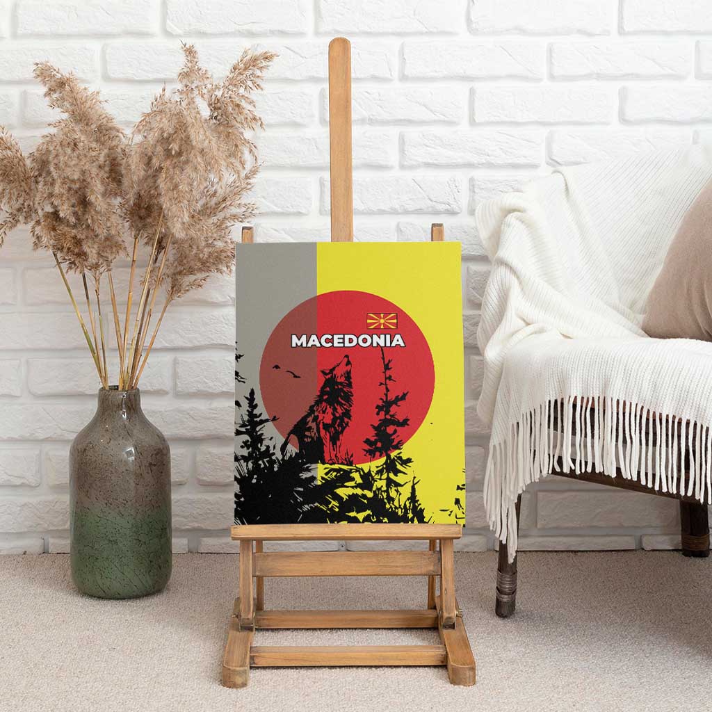 Macedonia Canvas Wall Art with Howling Wolf and Sunset Forest Design - Wonder Print Shop
