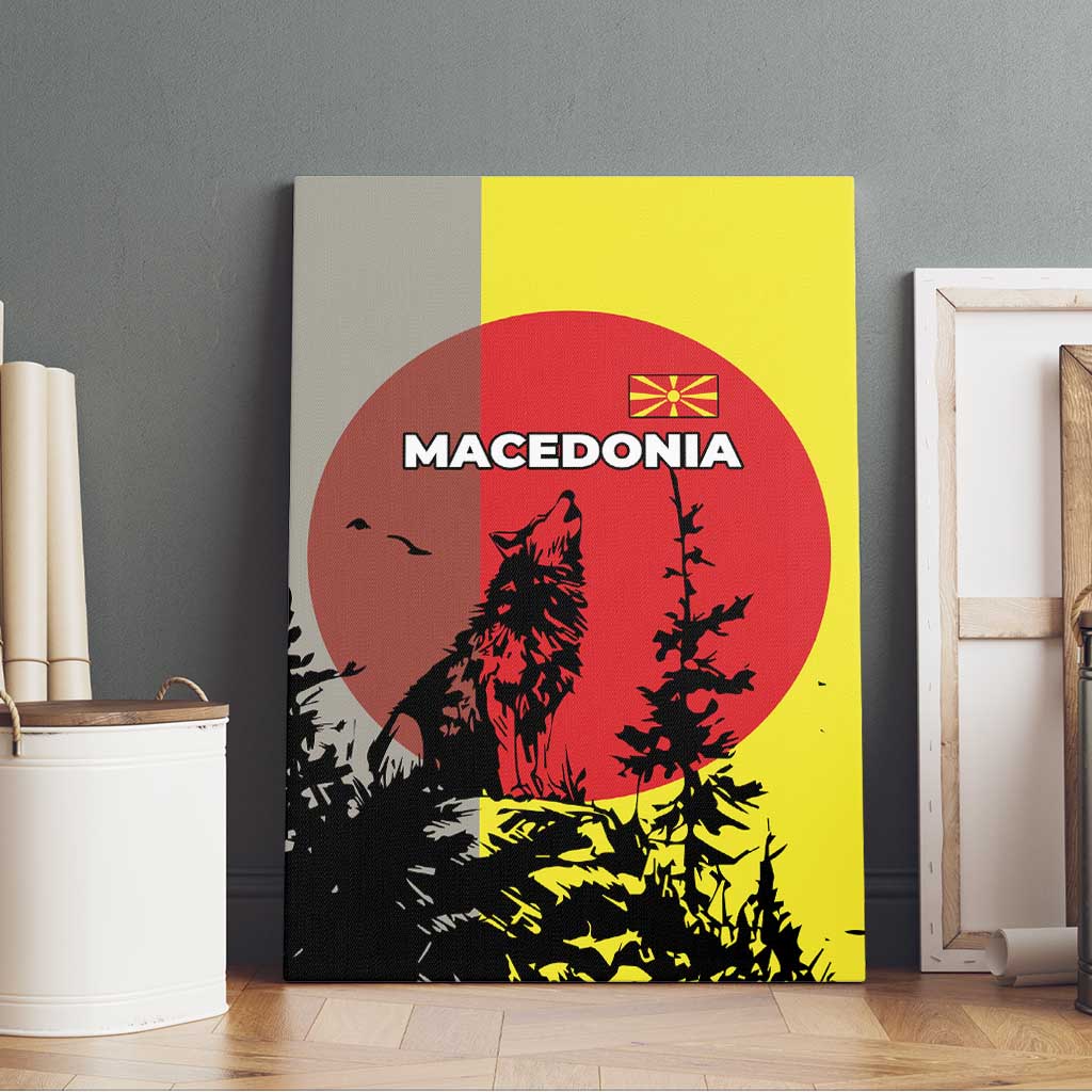 Macedonia Canvas Wall Art with Howling Wolf and Sunset Forest Design - Wonder Print Shop
