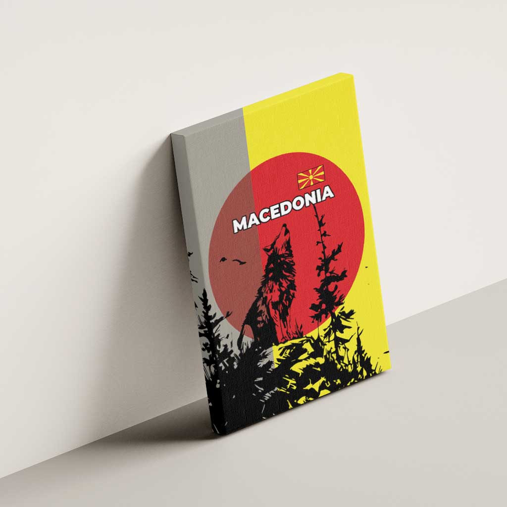 Macedonia Canvas Wall Art with Howling Wolf and Sunset Forest Design - Wonder Print Shop