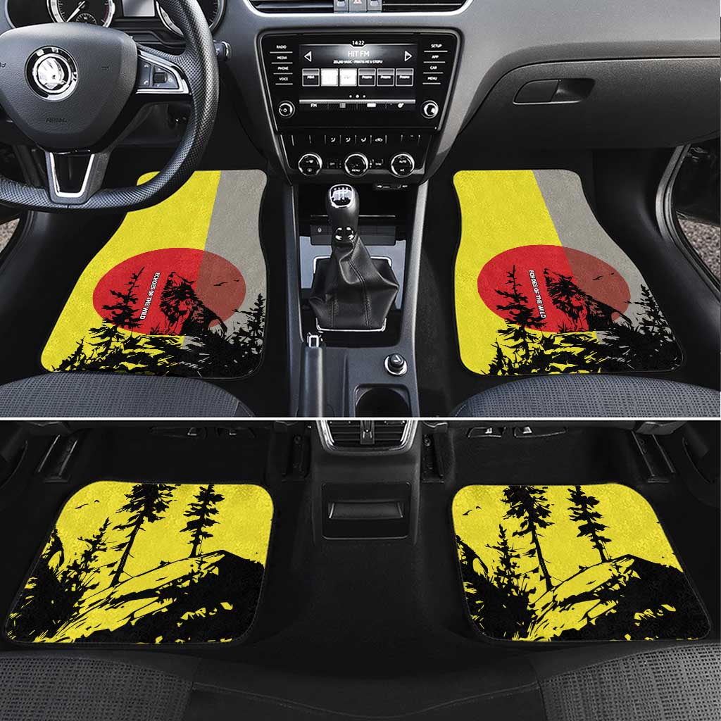 Macedonia Car Mats with Howling Wolf and Sunset Forest Design - Wonder Print Shop