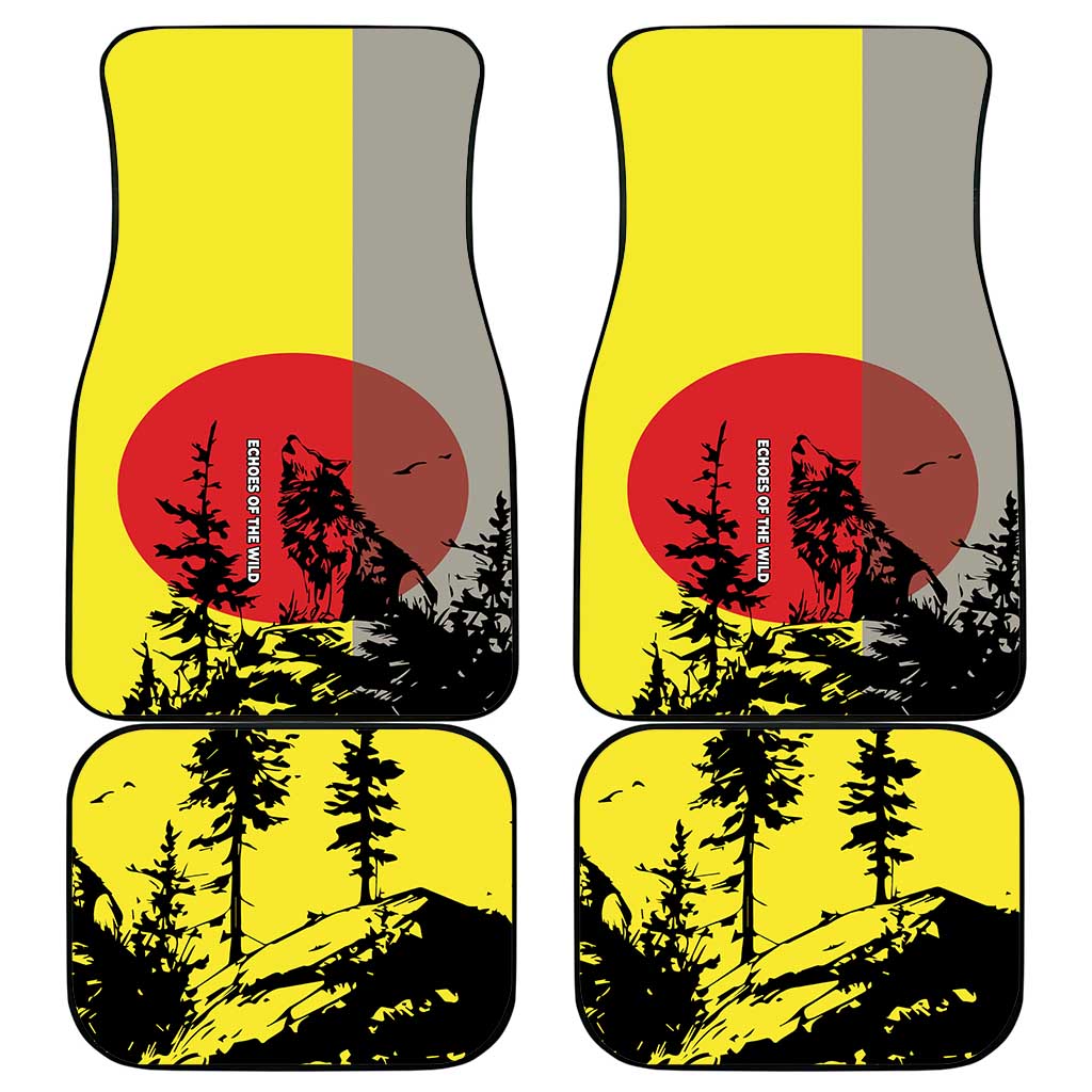 Macedonia Car Mats with Howling Wolf and Sunset Forest Design - Wonder Print Shop
