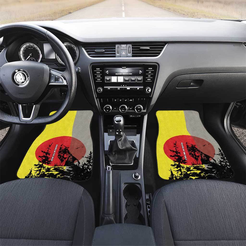 Macedonia Car Mats with Howling Wolf and Sunset Forest Design - Wonder Print Shop