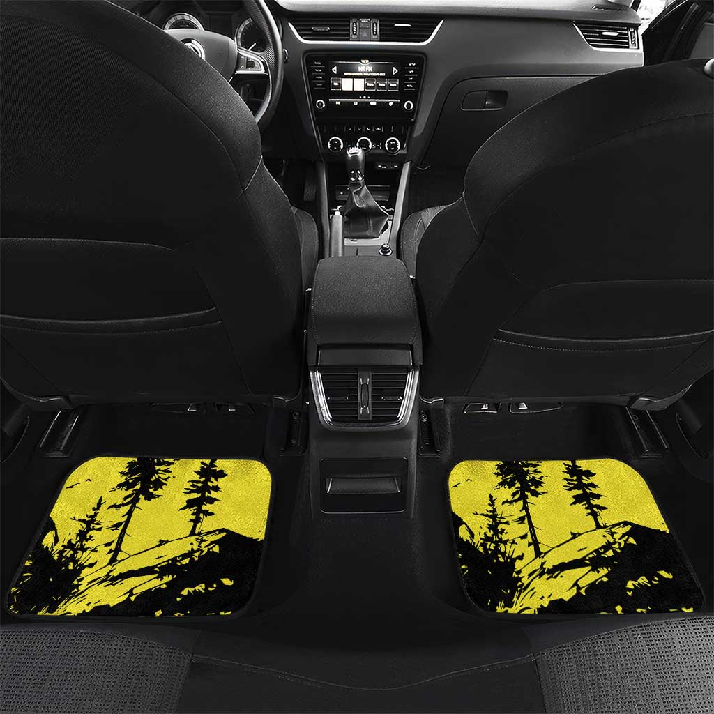 Macedonia Car Mats with Howling Wolf and Sunset Forest Design - Wonder Print Shop