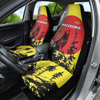 Macedonia Car Seat Cover with Howling Wolf and Sunset Forest Design - Wonder Print Shop