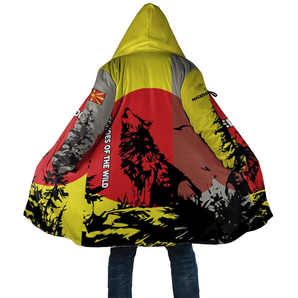 Macedonia Cloak with Howling Wolf and Sunset Forest Design - Wonder Print Shop