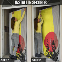 Macedonia Door Cover with Howling Wolf and Sunset Forest Design - Wonder Print Shop