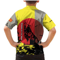 Macedonia Family Matching Mermaid Dress and Hawaiian Shirt with Howling Wolf and Sunset Forest Design - Wonder Print Shop