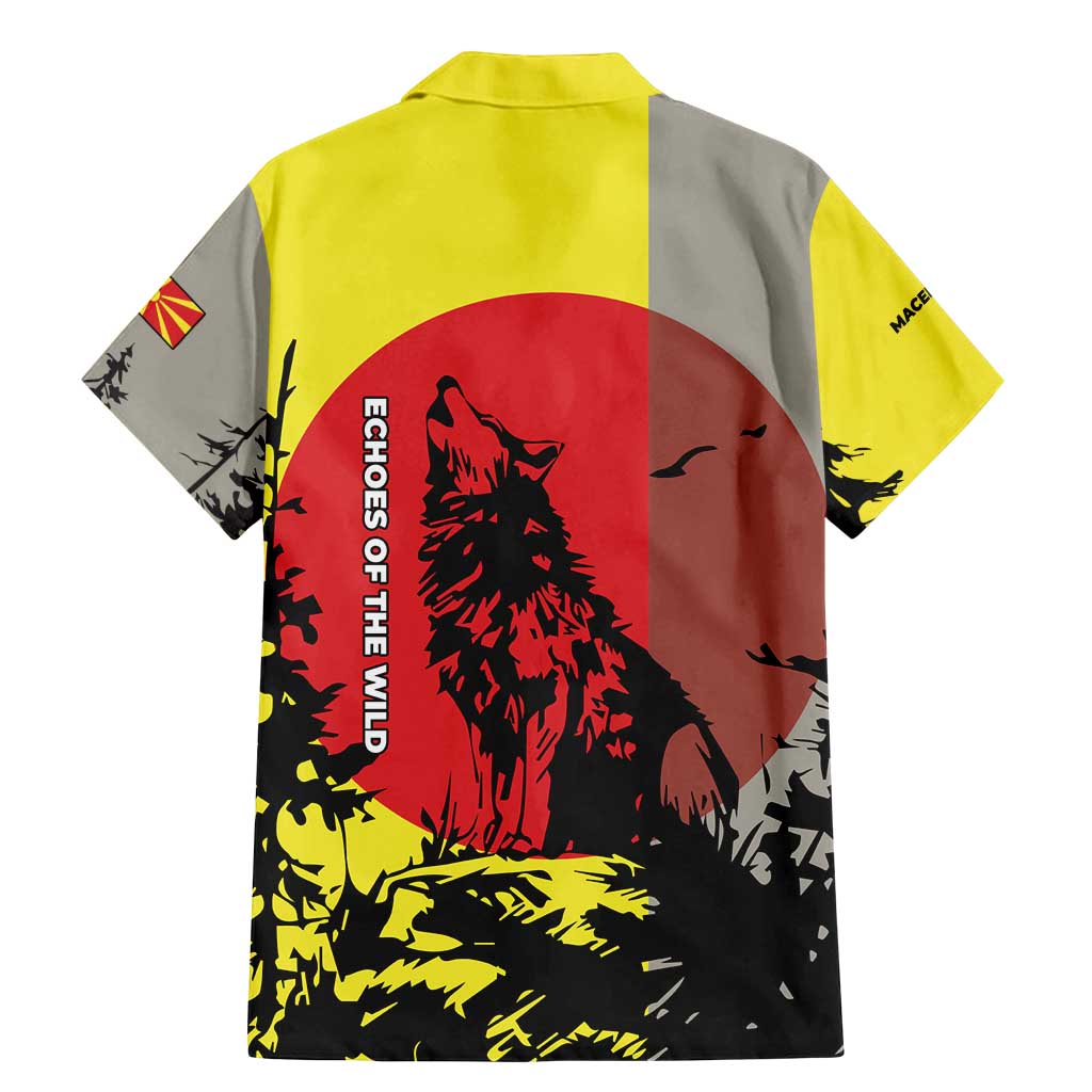 Macedonia Family Matching Mermaid Dress and Hawaiian Shirt with Howling Wolf and Sunset Forest Design - Wonder Print Shop