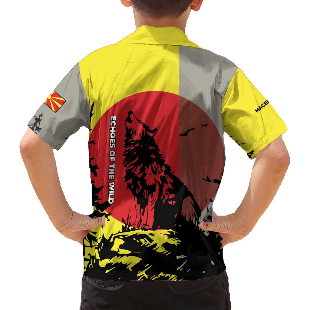 Macedonia Family Matching Puletasi and Hawaiian Shirt with Howling Wolf and Sunset Forest Design - Wonder Print Shop