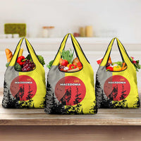 Macedonia Grocery Bag with Howling Wolf and Sunset Forest Design - Wonder Print Shop