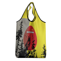 Macedonia Grocery Bag with Howling Wolf and Sunset Forest Design - Wonder Print Shop