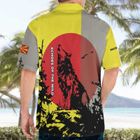 Macedonia Hawaiian Shirt with Howling Wolf and Sunset Forest Design - Wonder Print Shop