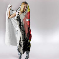Macedonia Hooded Blanket with Howling Wolf and Sunset Forest Design - Wonder Print Shop