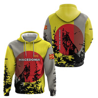 Macedonia Hoodie with Howling Wolf and Sunset Forest Design - Wonder Print Shop