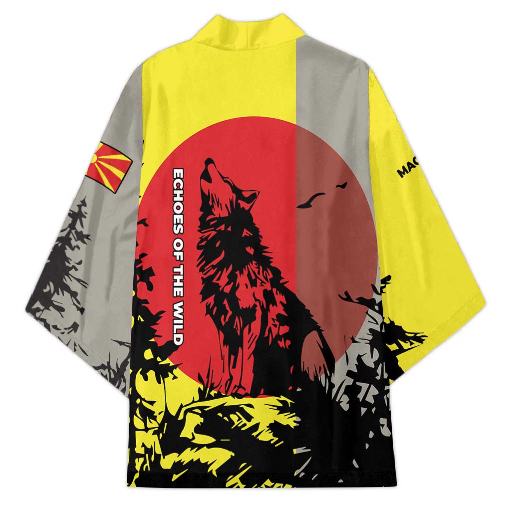 Macedonia Kimono with Howling Wolf and Sunset Forest Design - Wonder Print Shop