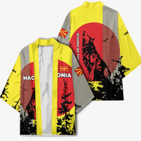 Macedonia Kimono with Howling Wolf and Sunset Forest Design - Wonder Print Shop