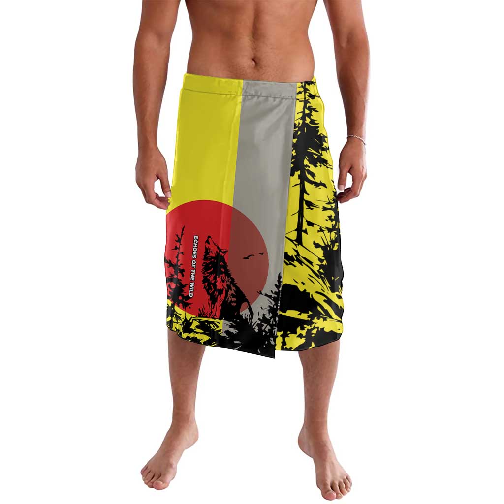 Macedonia Lavalava with Howling Wolf and Sunset Forest Design - Wonder Print Shop